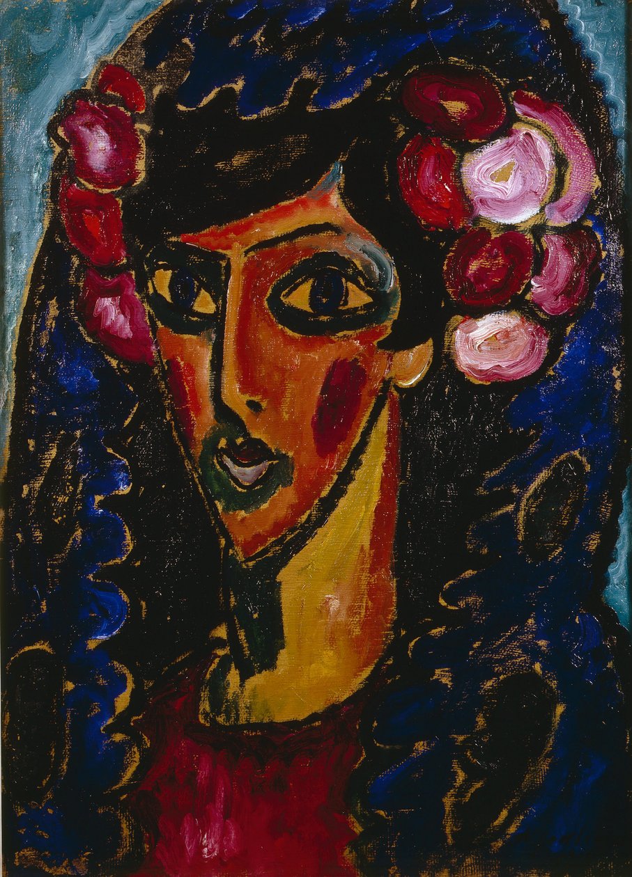 Den blå mantilla, 1913 af Alexej von Jawlensky