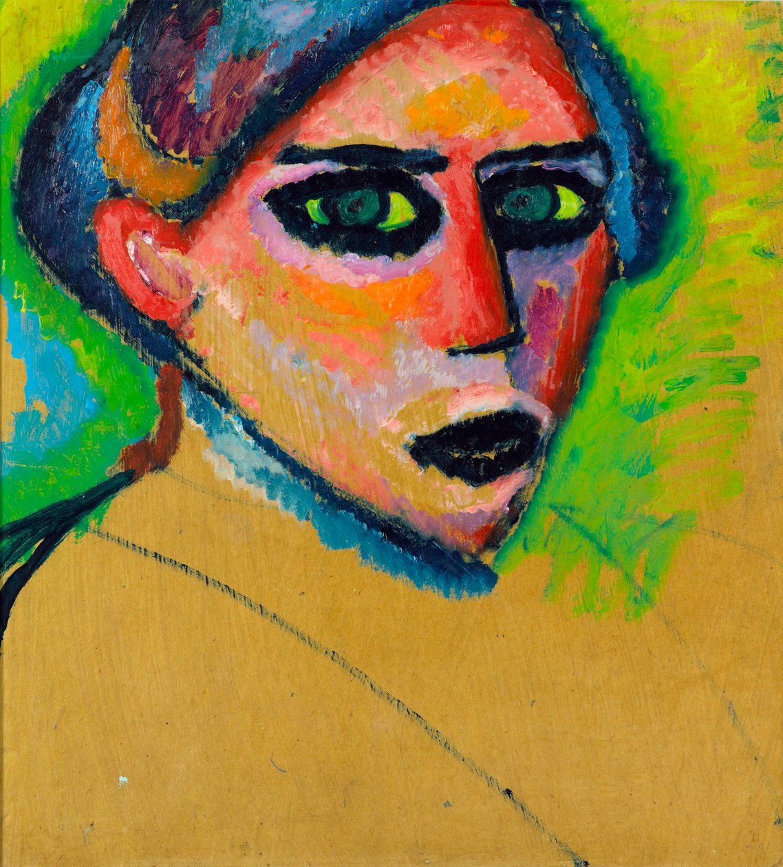 Kvindeansigt - Maleri af Alexei von Javlensky (1864-1941), olie på pap, 78,5x75 cm, ca. 1911, ekspressionisme - Gemeentemuseum Den Haag (Holland) af Alexej von Jawlensky