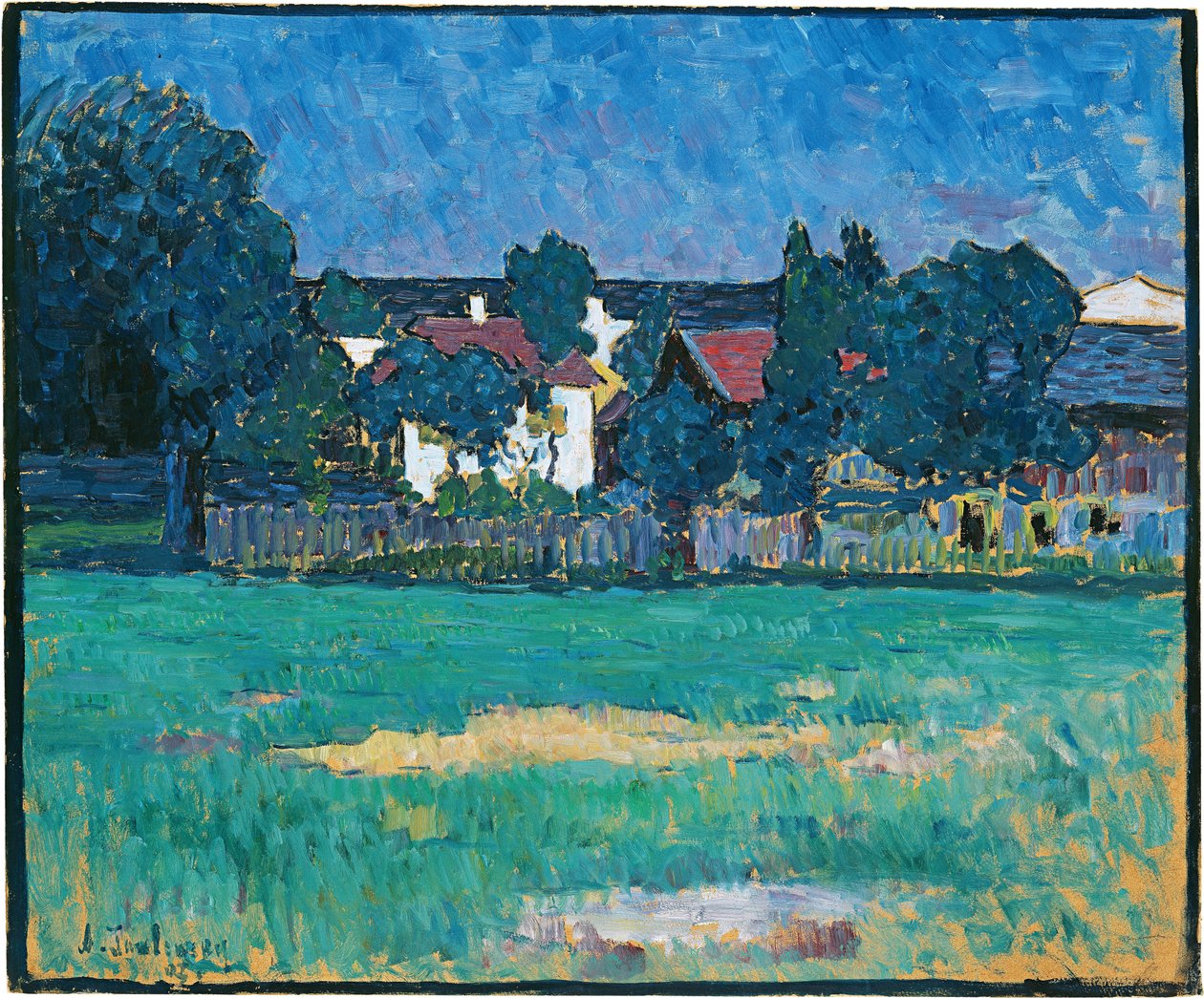 Wasserburg landskab med huse og mark, 1907 af Alexej von Jawlensky
