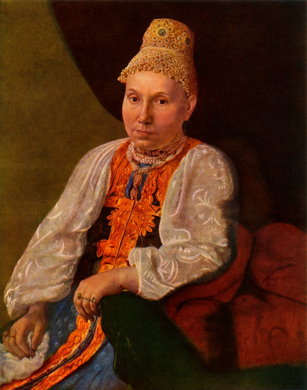 Portræt af konen til Obraztsov, købmanden fra Rshev, 1830