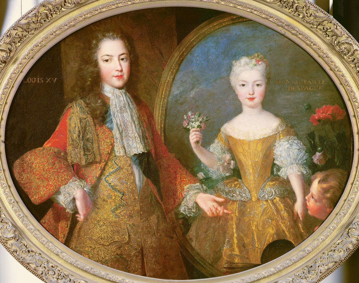Ludvig XV (1710-74) og Spædbarnet i Spanien, Maria Ana Victoria (1718-81) ca. 1724 af Alexis Simon Belle