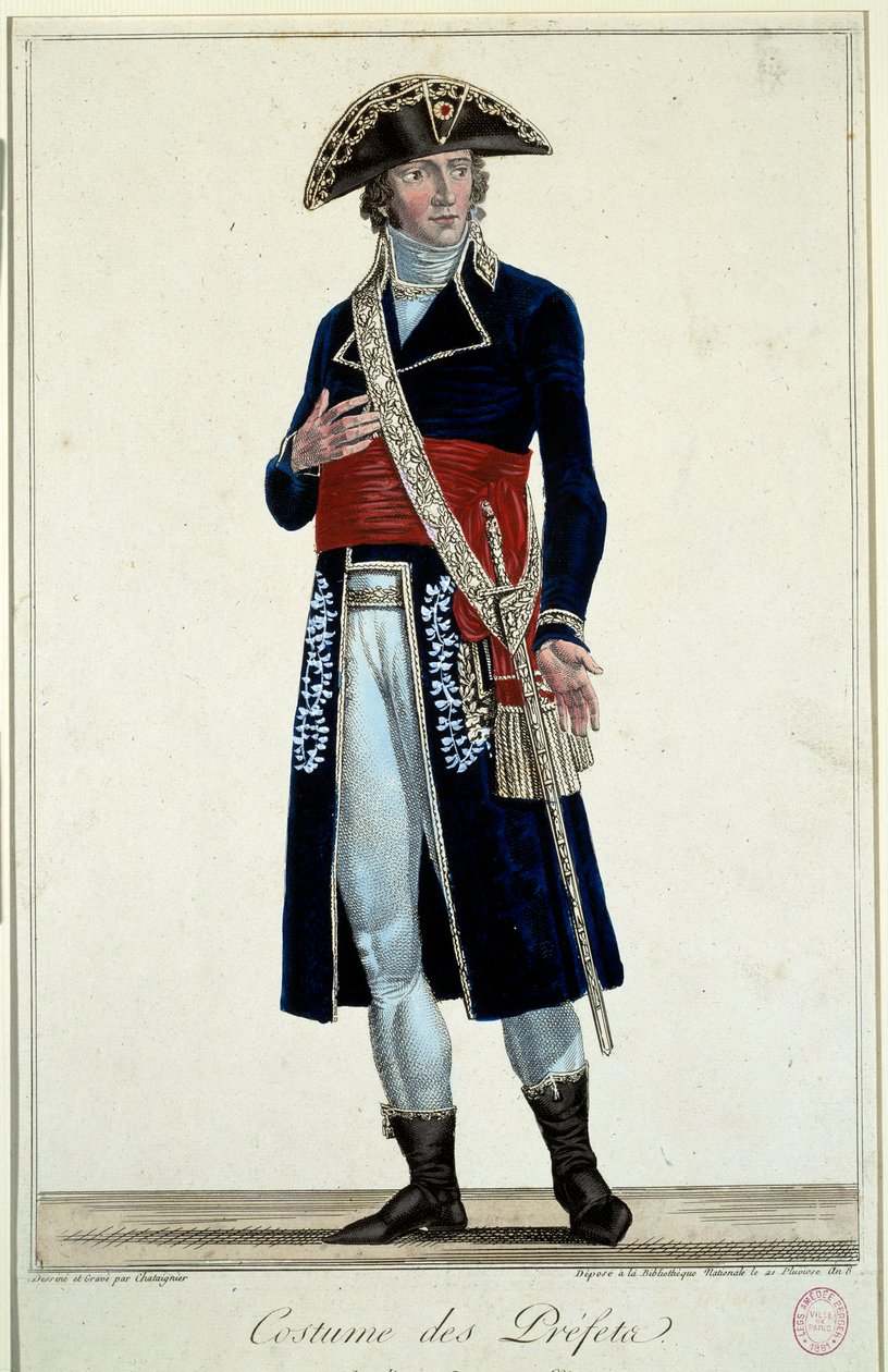 En præfet i blåt jakkesæt. Gravering af Alexis Chataignier (1772-1817) af Alexis Chataigner
