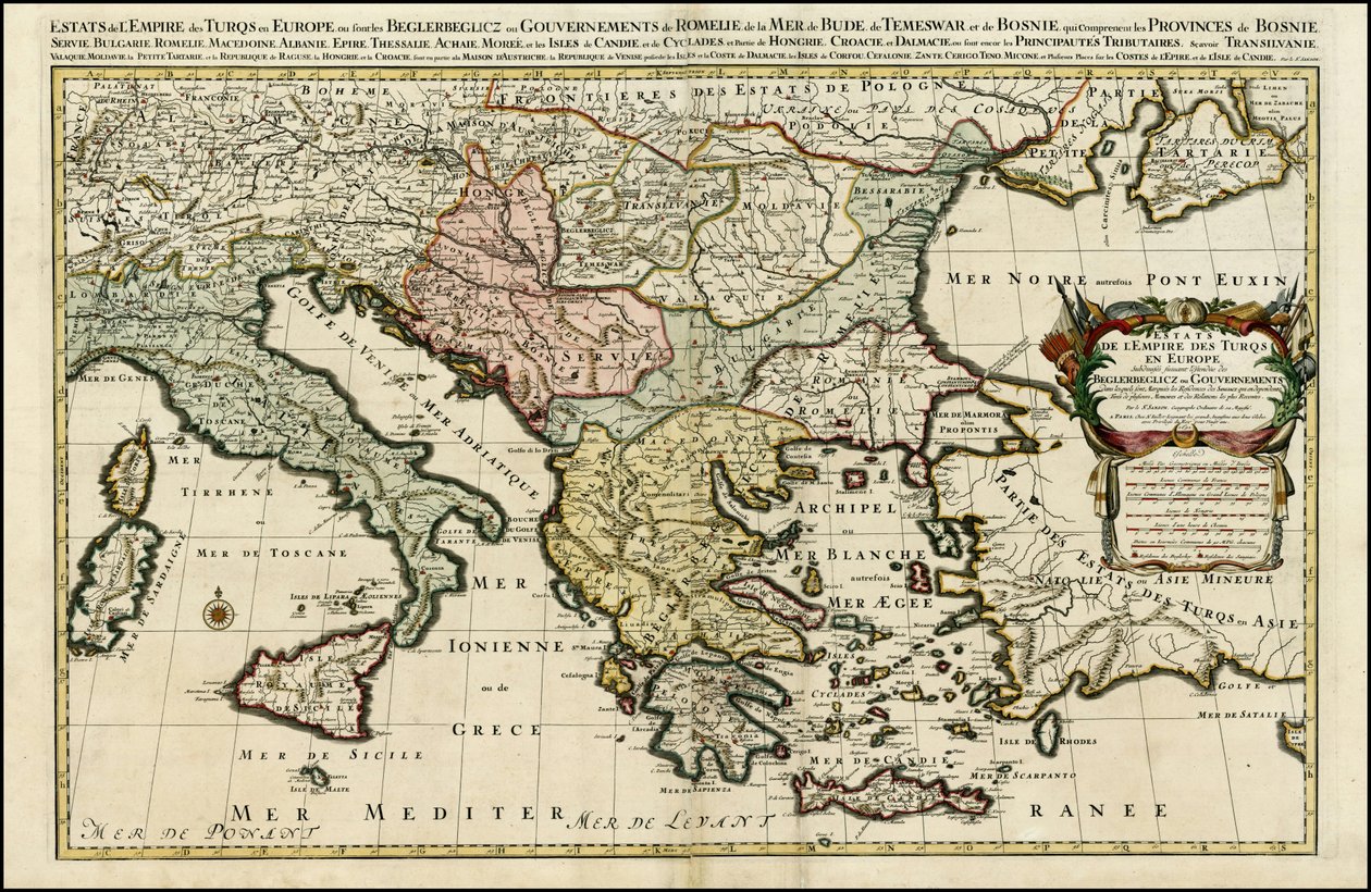 1692-kort over det tyrkiske imperium i Europa af Hubert Jaillot af Alexis Hubert Jaillot