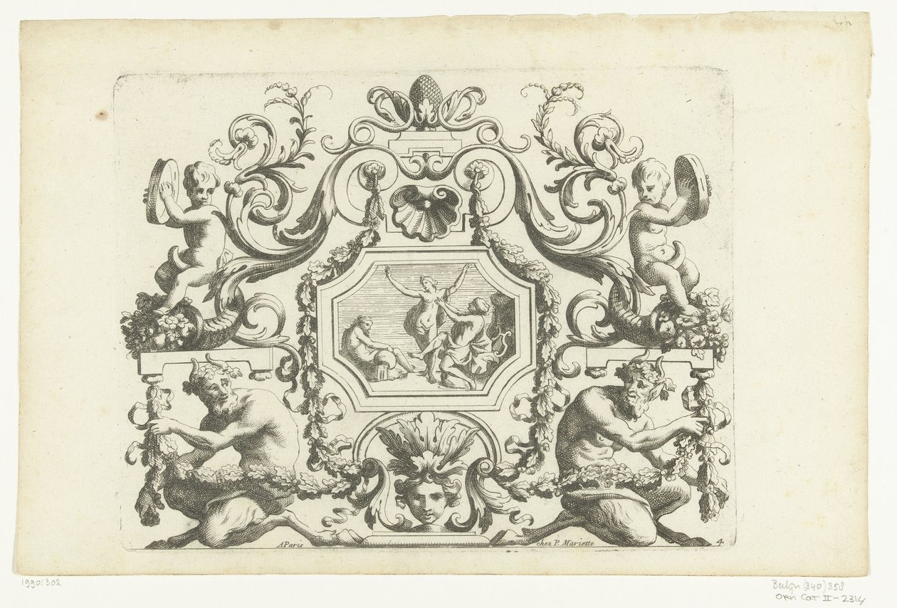 Achthoekig paneel sætter Orpheus i Eurydice Nye designs til ornamenter af paneler, paneler, vogne og så videre. (serietitel) af Alexis Loir (I)