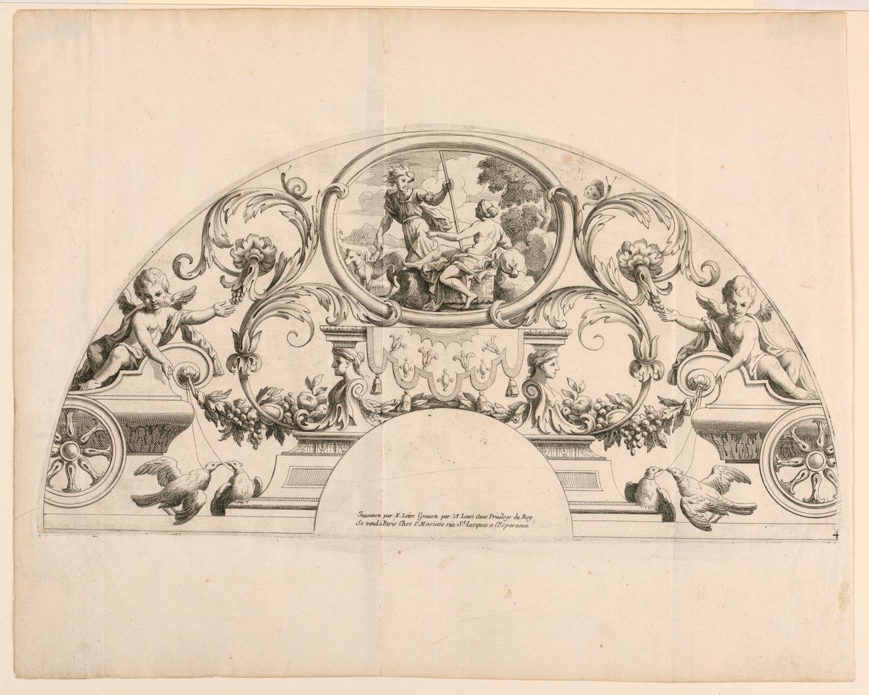 Vifteblade, tredje og fjerde plade af sættet, "Divers Desseins de grands Fans, Encrans, et autres Ornamens, invented et engraved by Nicolas Loire" af Alexis Loir
