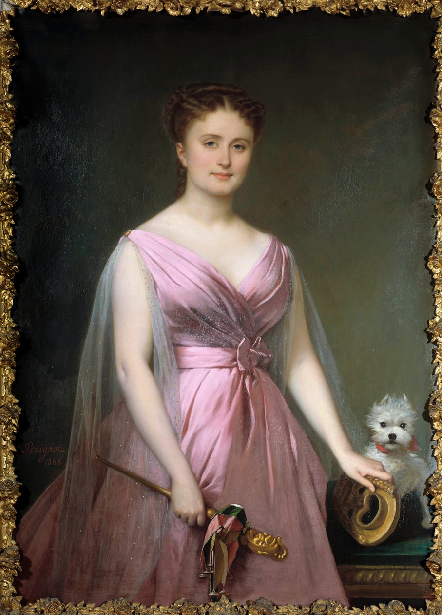 Portræt af teaterkomikeren Hortense Schneider (1833-1920) i vanvid Maleri af Alexis Nicolas Perignon den Unge (1785-1864) 1800-tallet søn. 1,5x0,5 m Compiegne musee du chateau af Alexis Nicolas Perignon