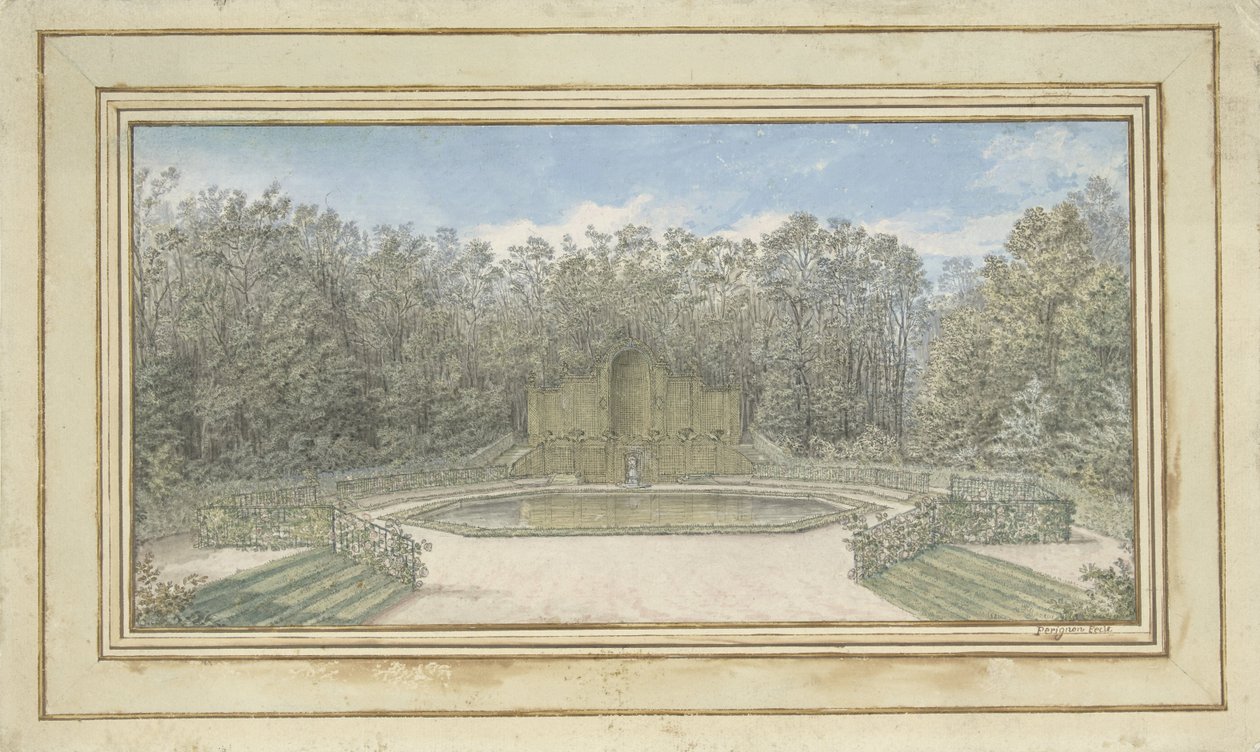 Udsigt over et espalierpavillon i en park af Alexis Nicolas Pérignon (le vieux)