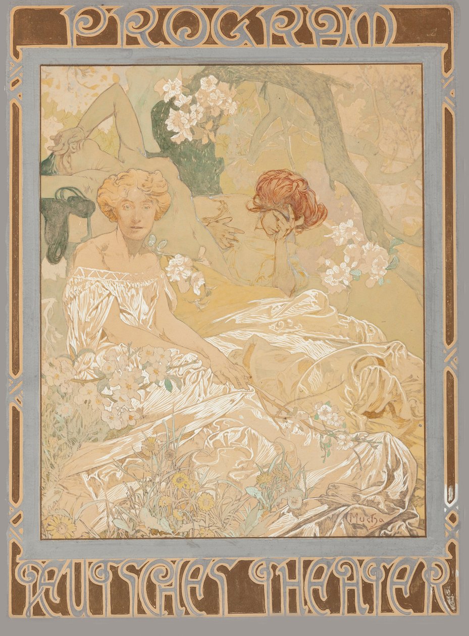 tysk legehus. Teaterprogram, 1908. af Alfons Marie Mucha