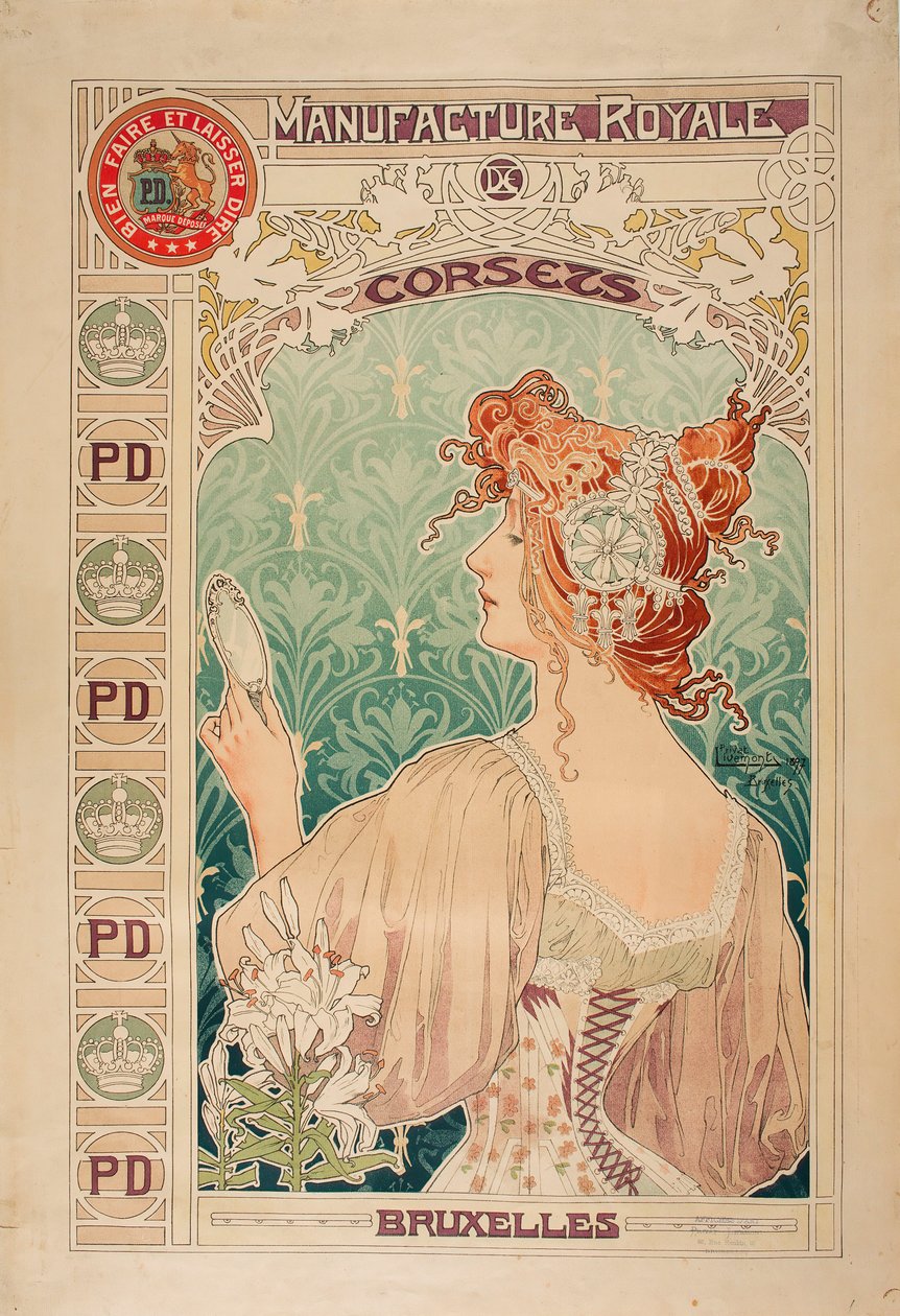 Fremstilling Royale af korsetter, 1897. af Alfons Marie Mucha