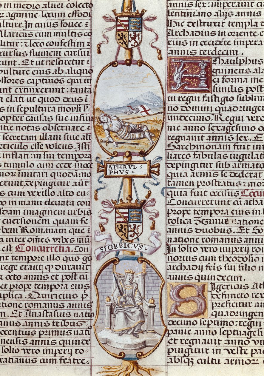 Repræsentation af de vestgotiske konger Athaulf og Sigeric, fra "Genealogy of the Kings of Spain" af Alonso af Cartagena af Alfonso de Cartagena