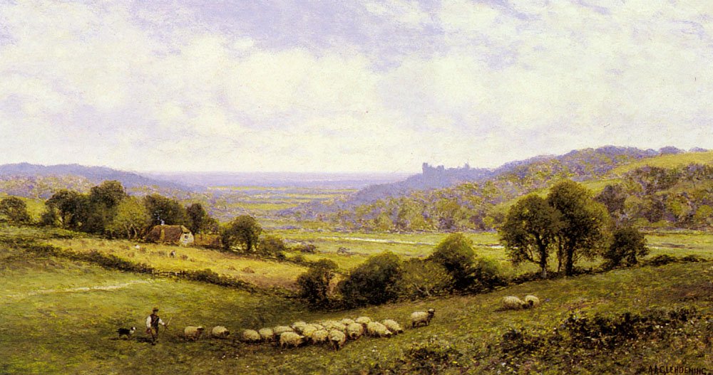 Sussex, med Arundel Castle i det fjerne af Alfred Augustus Glendening