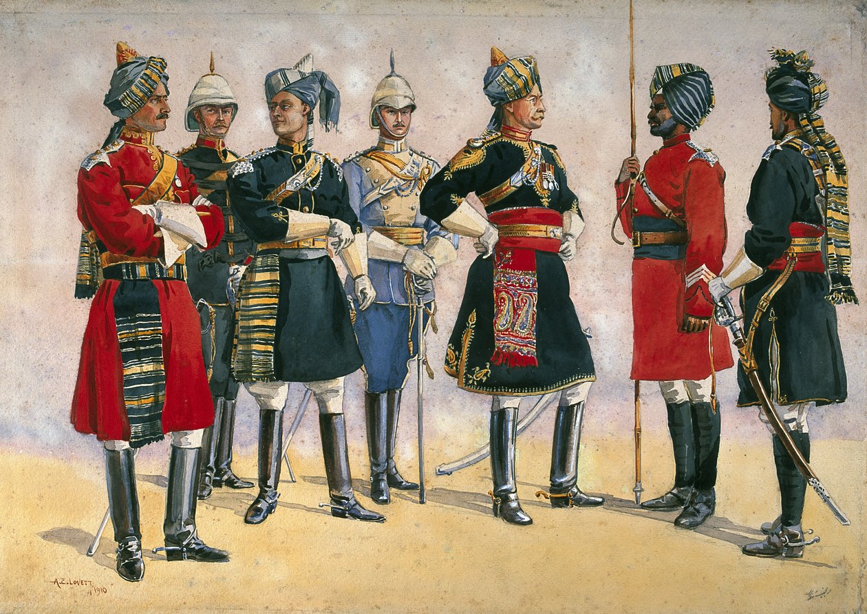 Britiske officerer, indiske hær, illustration til 