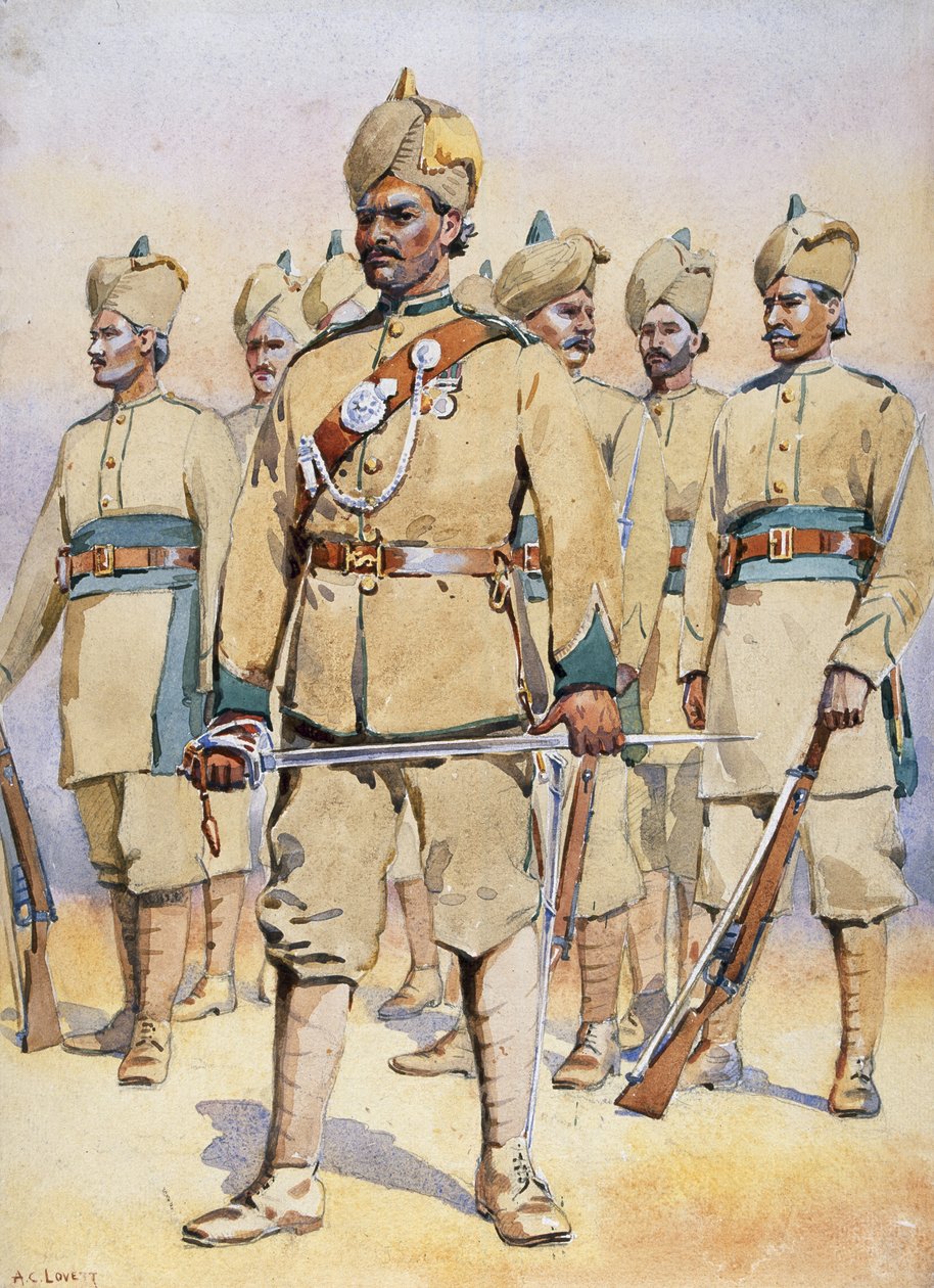 Soldiers of the 33rd Punjabis, Subadar, Punjabi Musalmans, illustration til 