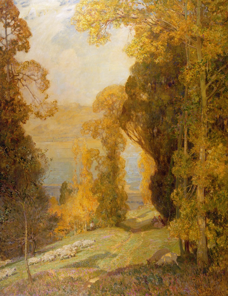 Lake Bourget fra Mont Revard af Alfred East