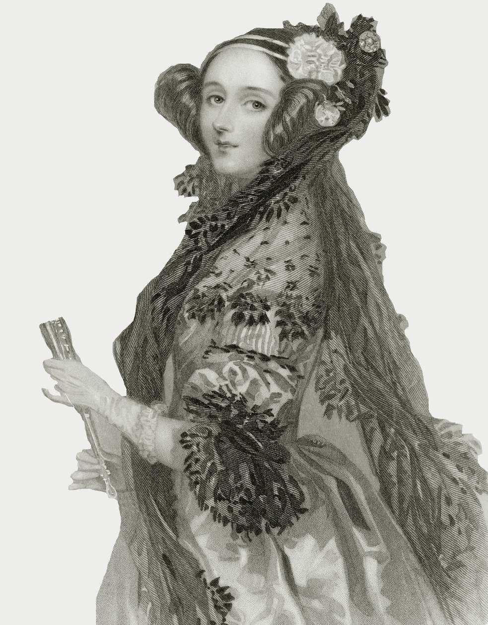 Portræt af Augusta Ada King (1815 - 1852), grevinde af Lovelace . af Alfred Edward Chalon