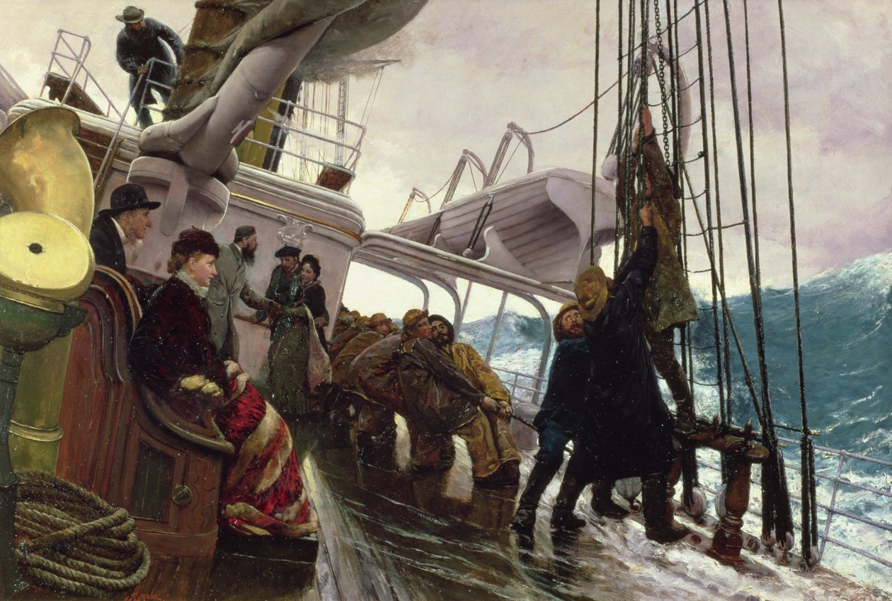 Bindende sejl efter en kuling, 1881 af Alfred Edward Emslie