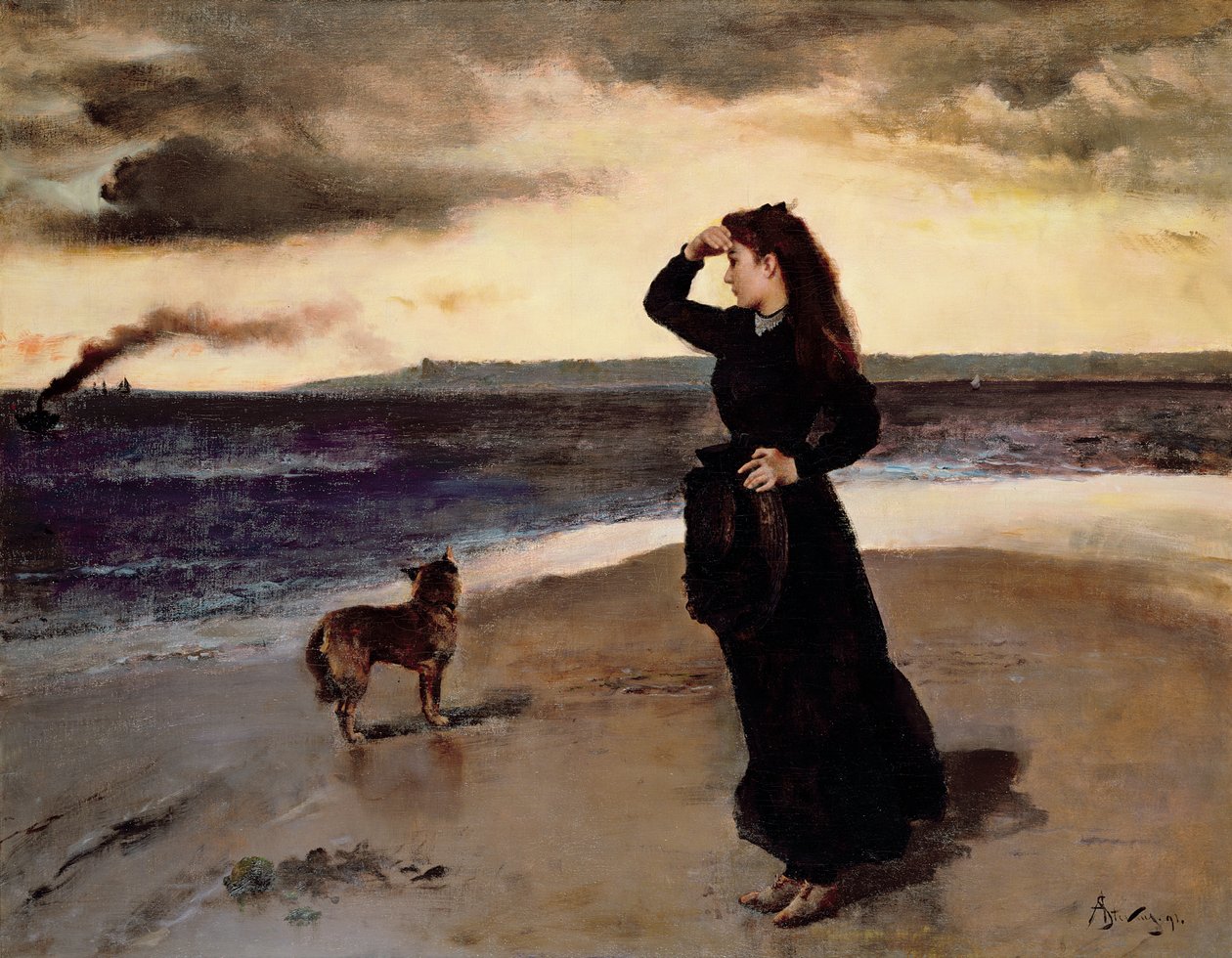Farvel ved strandpromenaden, 1891 af Alfred Emile Stevens