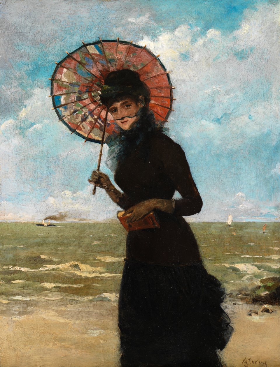 Promenade ved havet af Alfred Emile Stevens