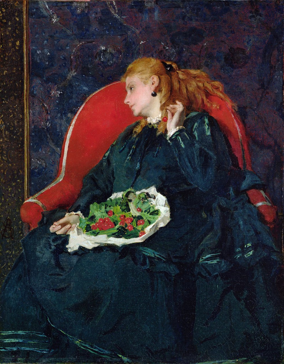 Kvinde med kirsebær af Alfred Emile Stevens
