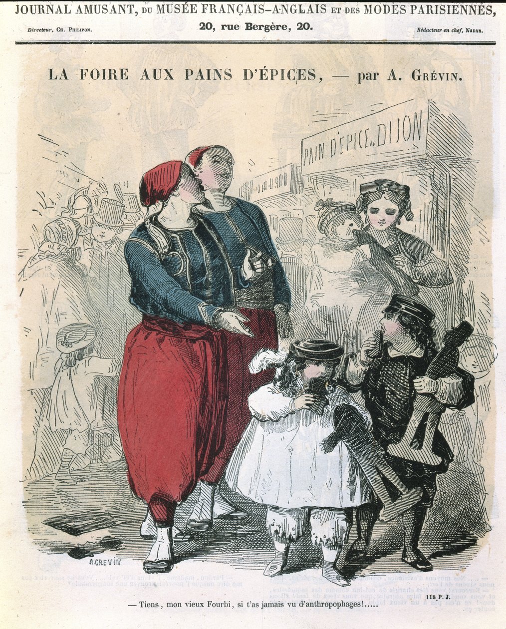 Peberkagemessen, ca. 1860 (farvestik) af Alfred Grevin