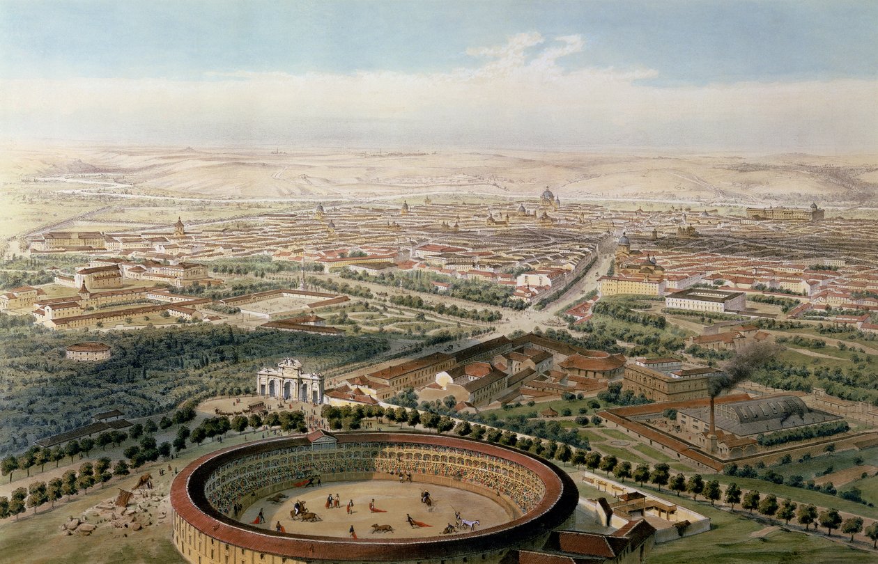 Luftfoto af Madrid fra Plaza de Toros, 1854 af Alfred Guesdon