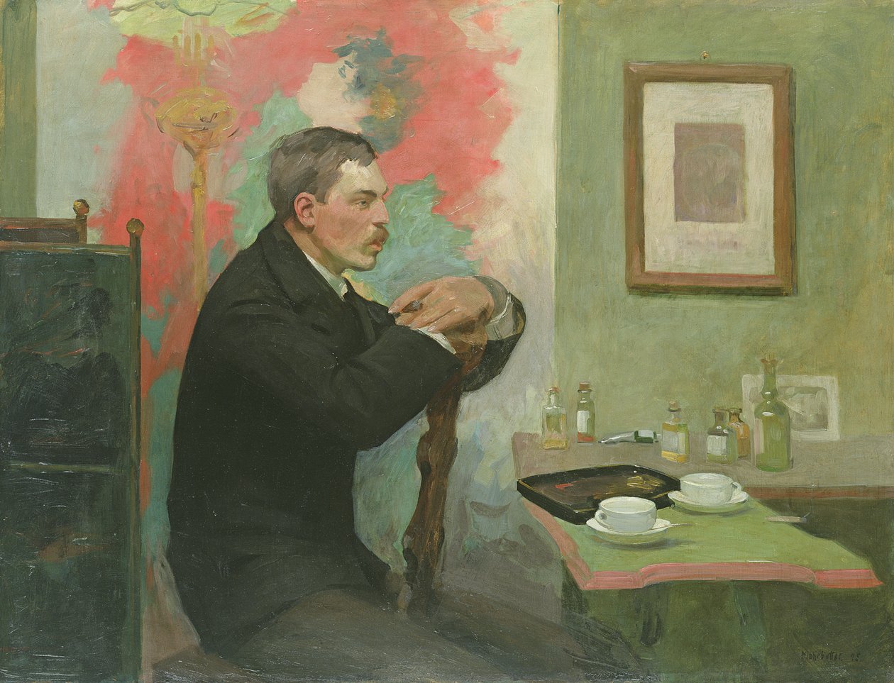 Maleren Julius Wohlers i sit atelier, 1895 af Alfred Mohrbutter
