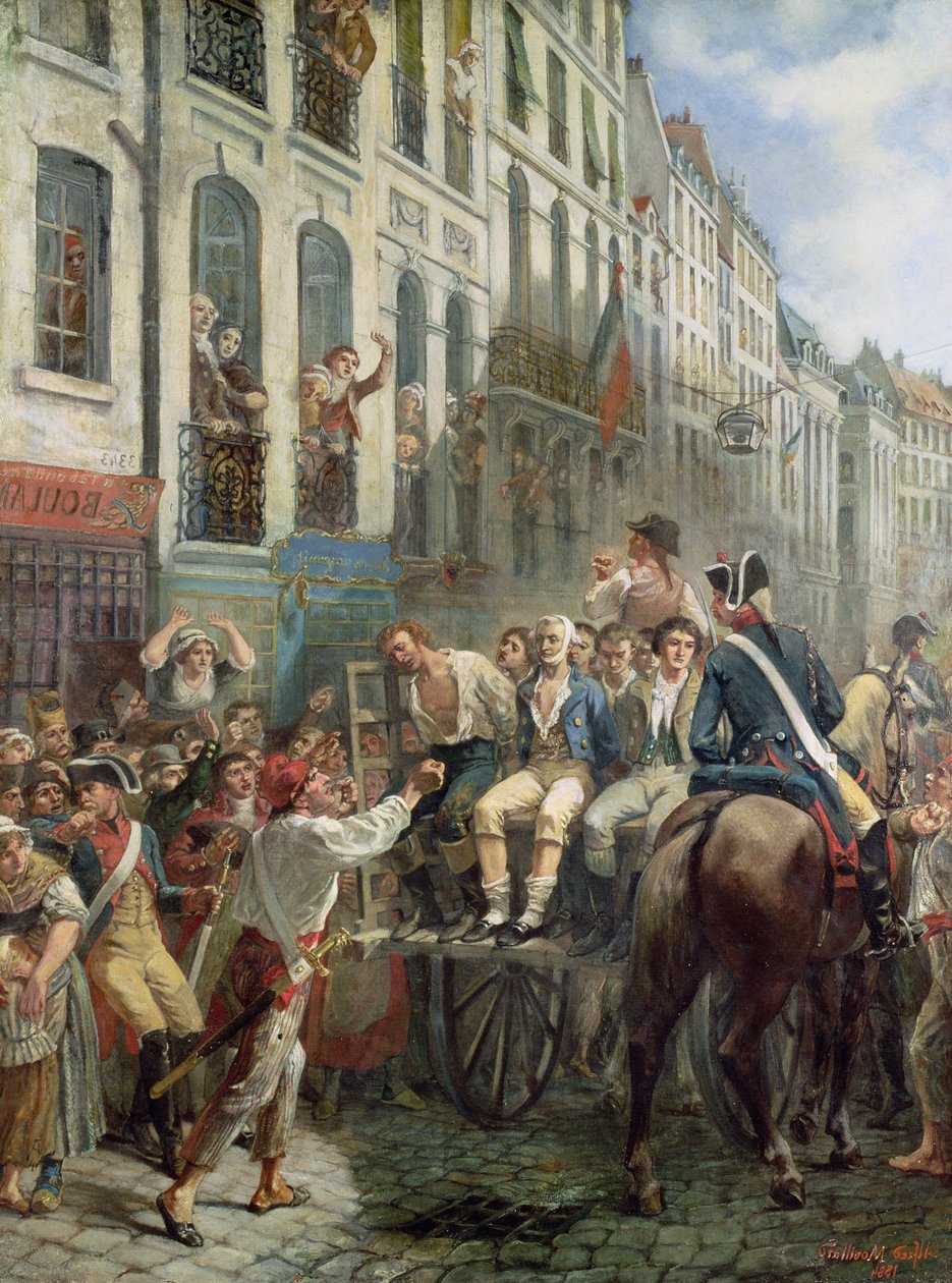 Robespierre (1758-94) og Saint-Just (1767-94) på vej til Guillotinen, 28. juli 1794, 1884 af Alfred Mouillard