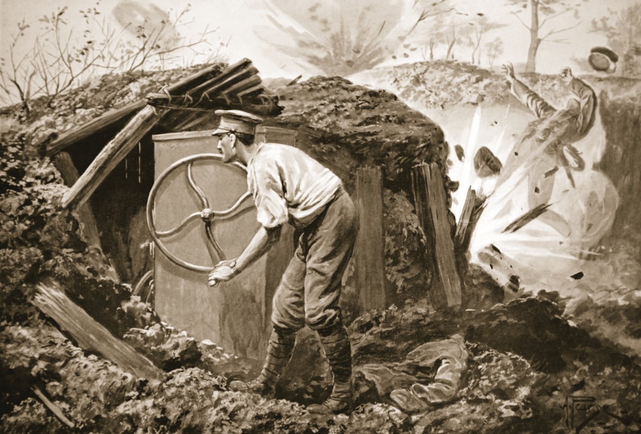 Menig Torrance pumper luft ind i en mine under kraftig beskydning af Alfred Pearse