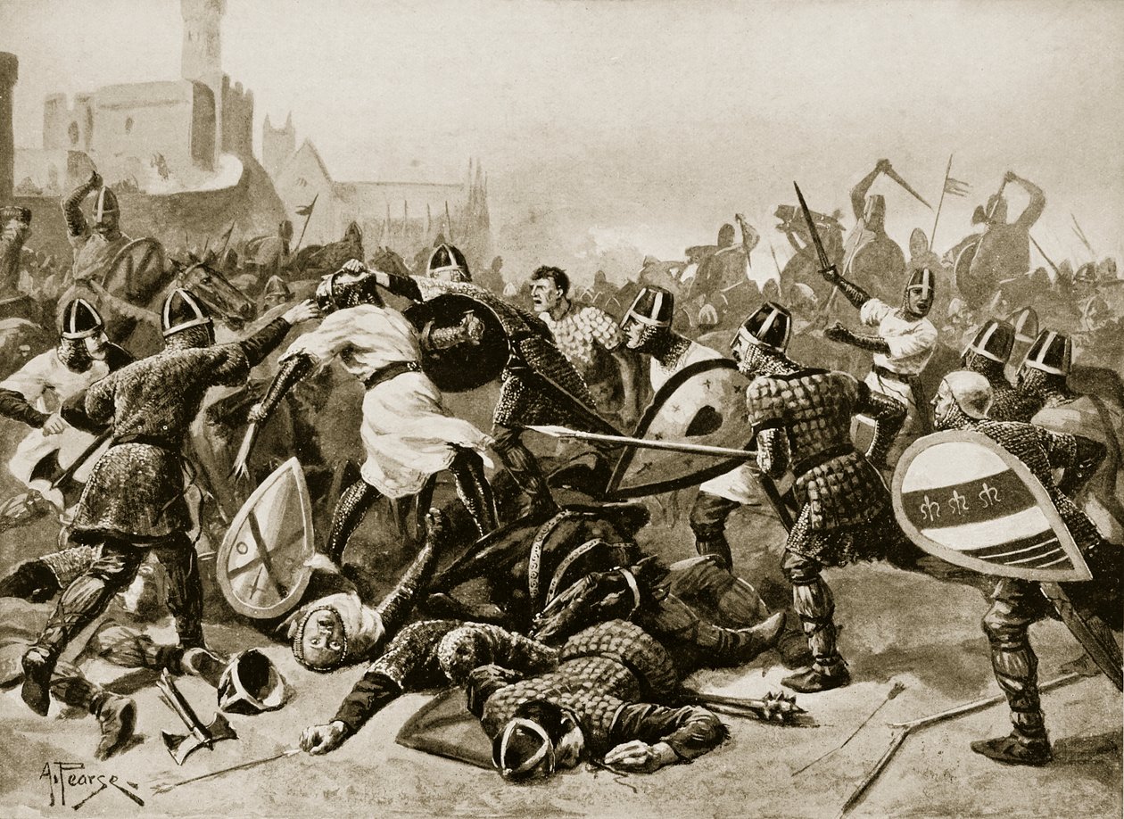 Stephen taget til fange i slaget ved Lincoln, 1141, illustration fra 