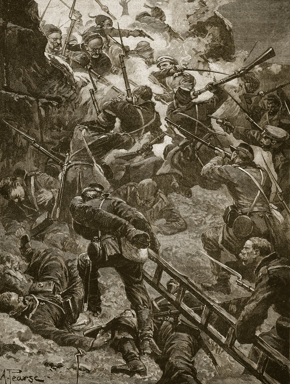 Russerne gik dristigt op, illustration fra 