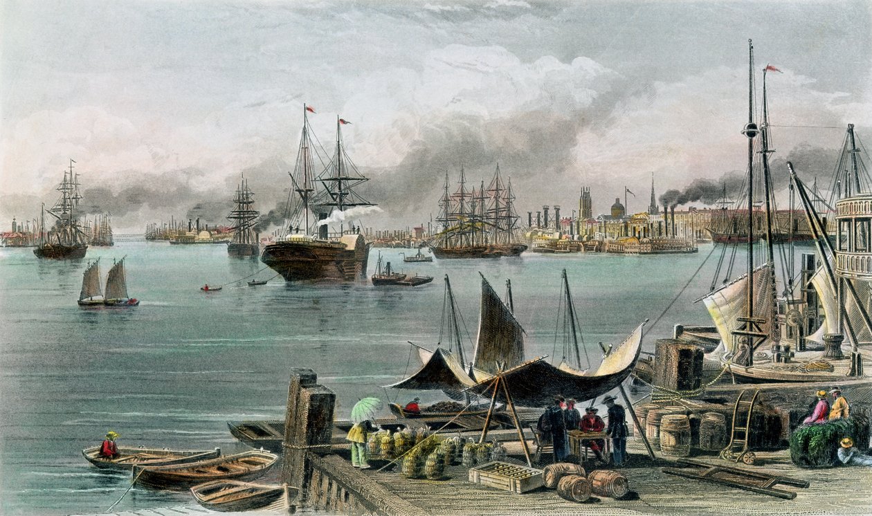 Port of New Orleans, graveret af D.G. Thompson af Alfred Rudolph Waud