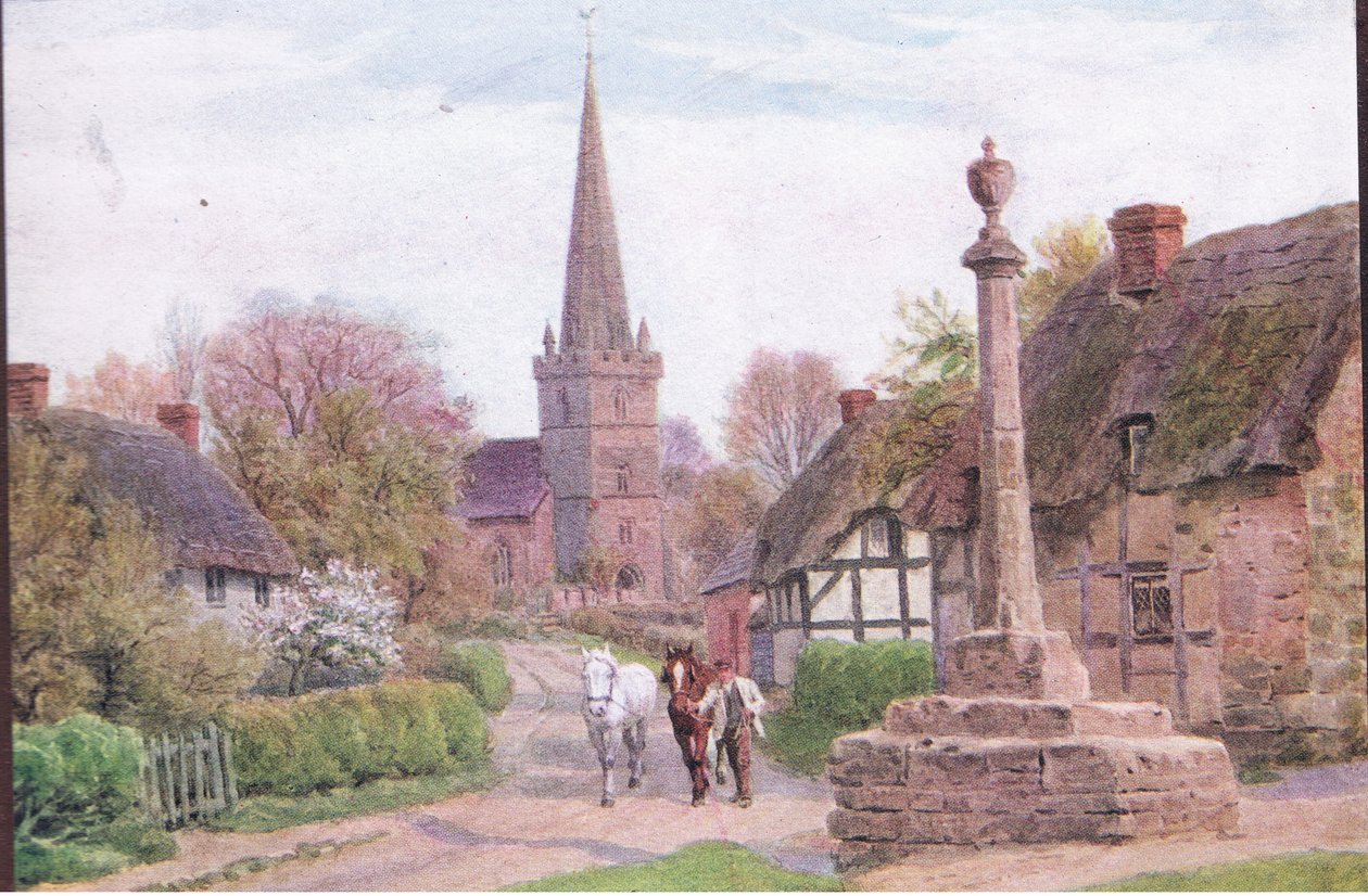 Childs Wickham, Nr Evesham, Worcester, fra The Cottages and the Village Life of Rural England udgivet af Dent & Sons Limited, 1912 af Alfred Robert Quinton