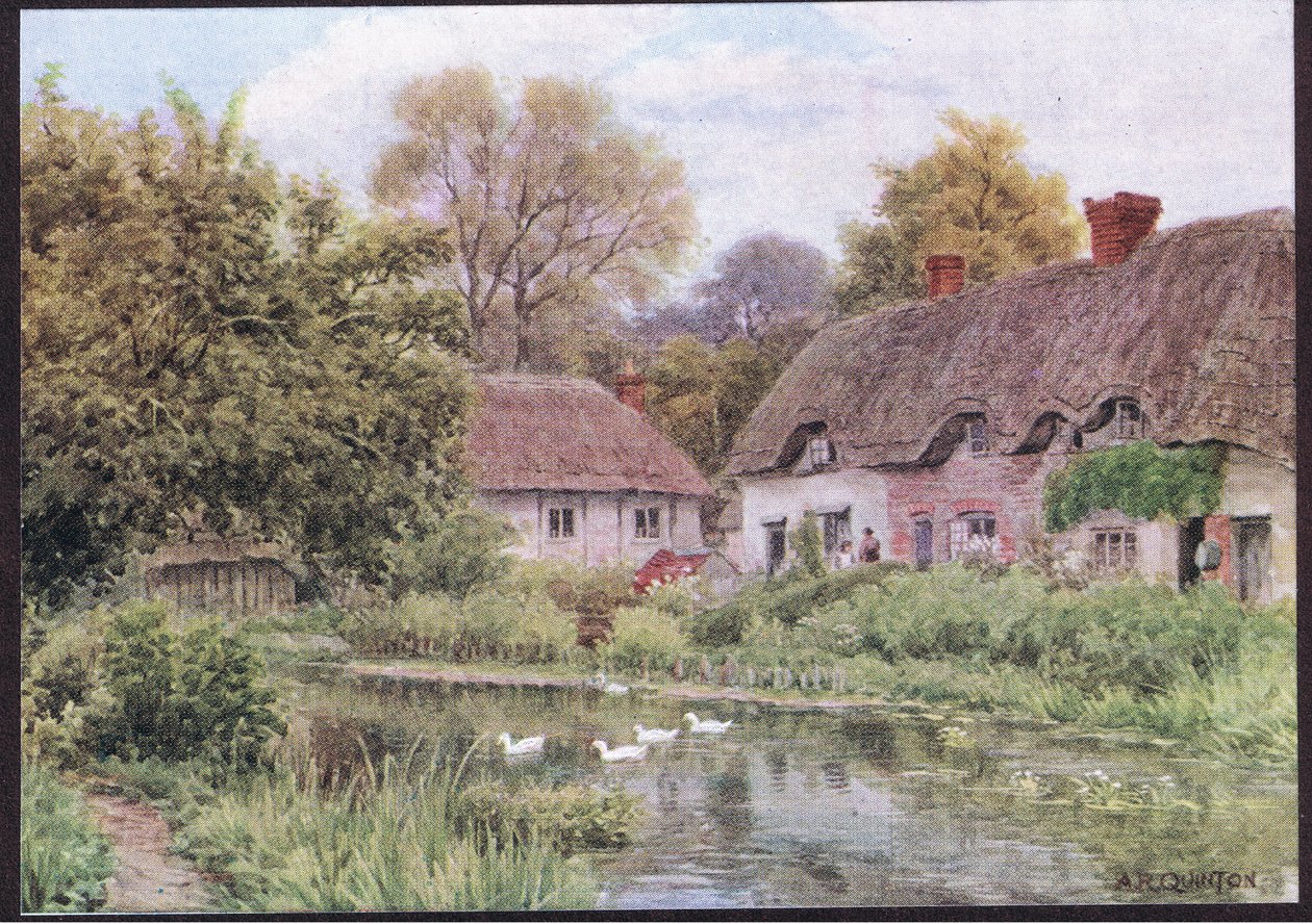 Cottages at Lake, Nr. Salisbury, Wiltshire, fra The Cottages and the Village Life of Rural England udgivet af Dent & Sons Limited, 1912 af Alfred Robert Quinton