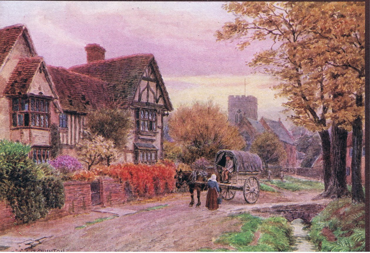 Oktoberaften i Steventon, Berkshire, fra The Cottages and the Village Life of Rural England udgivet af Dent & Sons Limited, 1912 af Alfred Robert Quinton