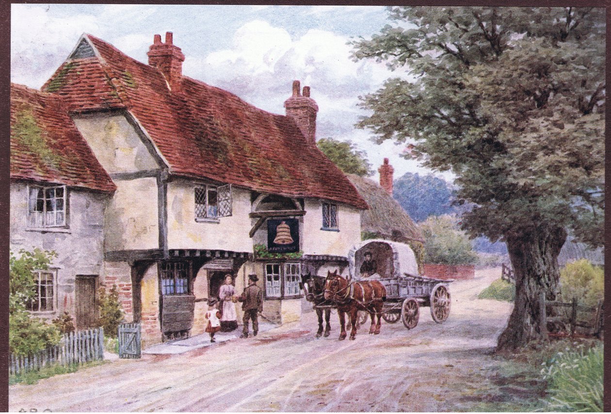 The Bell Inn, Waltham St. Lawrence, fra The Cottages and the Village Life of Rural England udgivet af Dent & Sons Limited, 1912 af Alfred Robert Quinton
