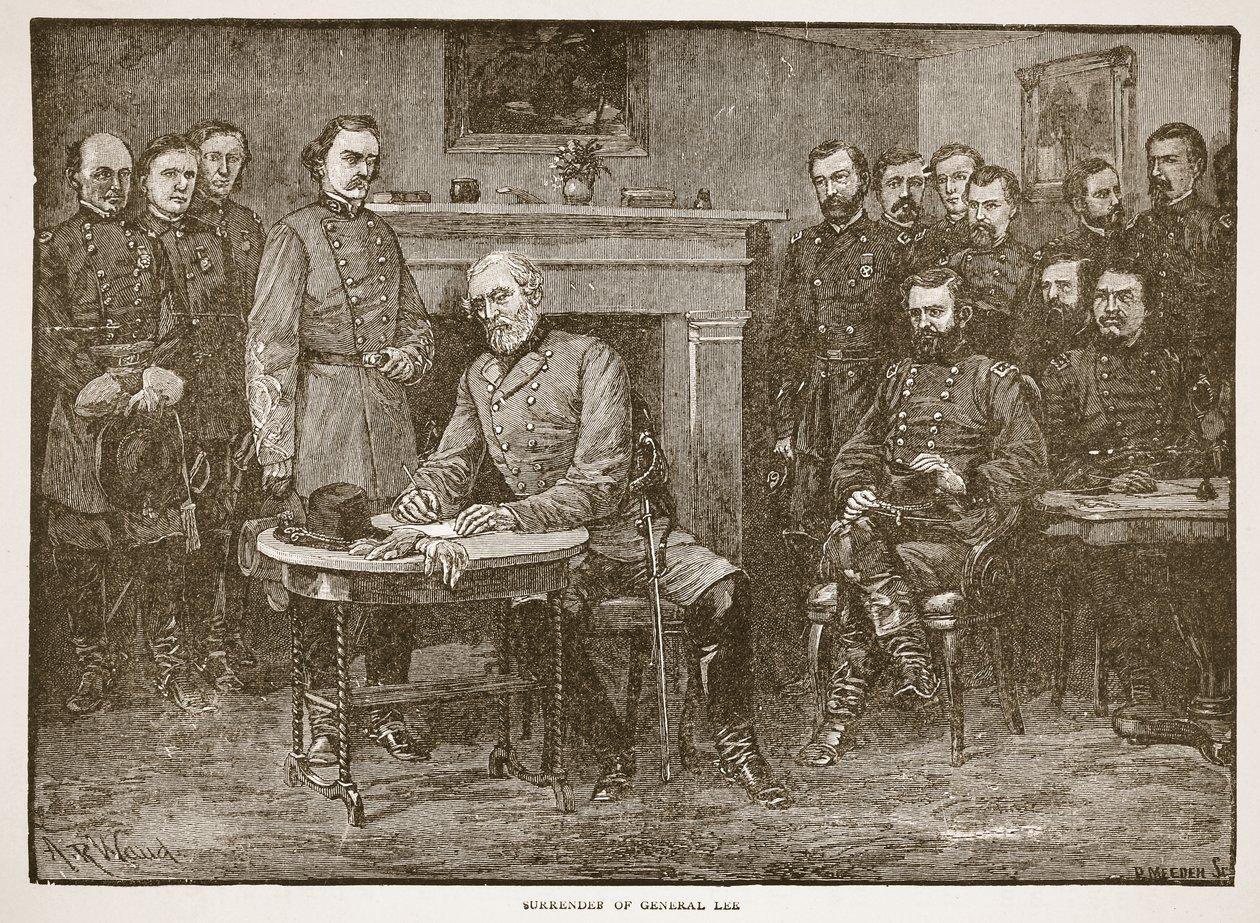 Overgivelse af general Lee, fra en bogpub. 1896 af Alfred Rudolph Waud