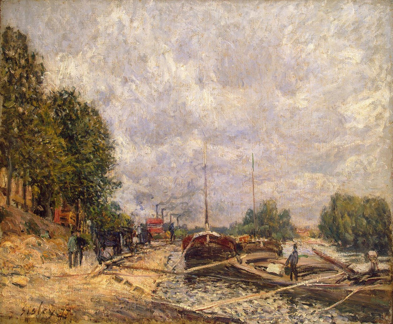 Pramme ved Billancourt af Alfred Sisley