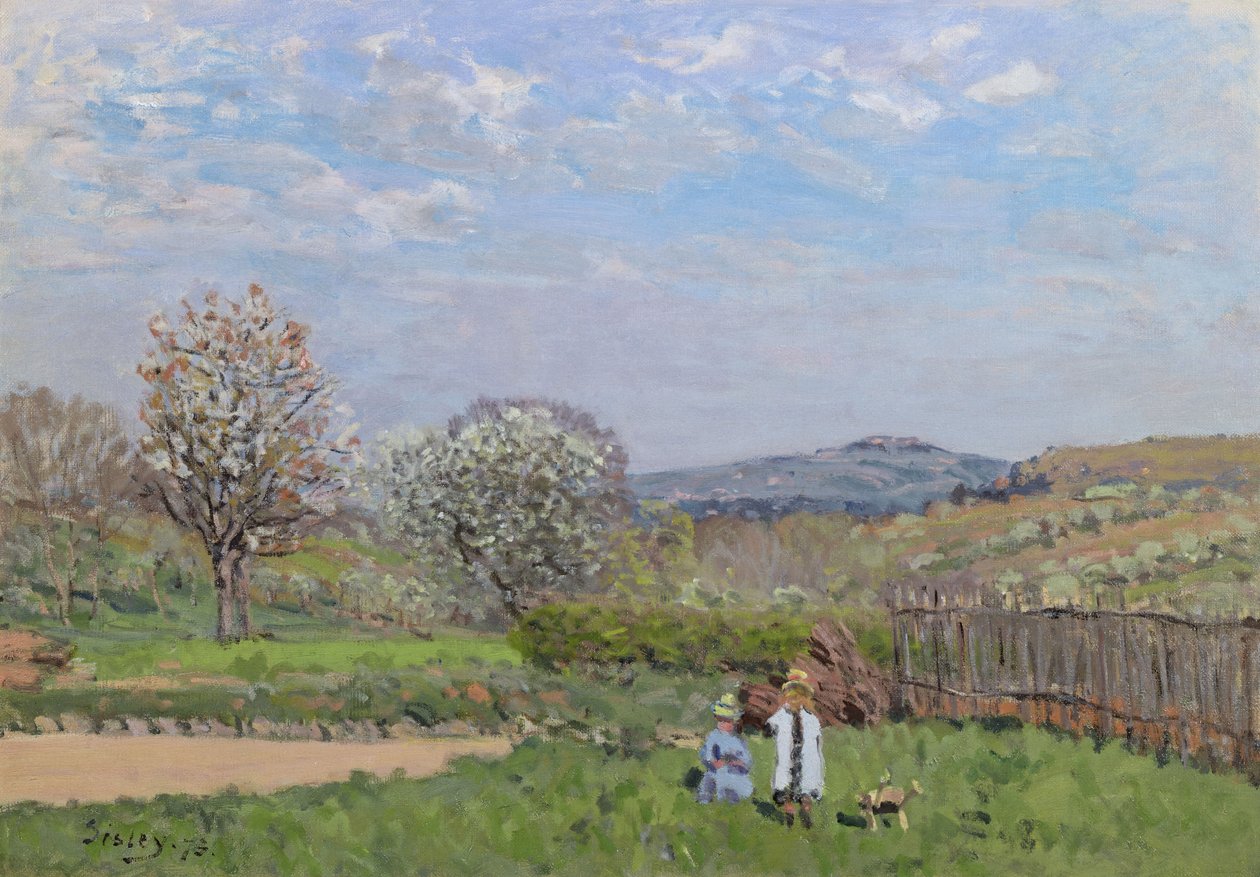 Børn leger på engen af Alfred Sisley