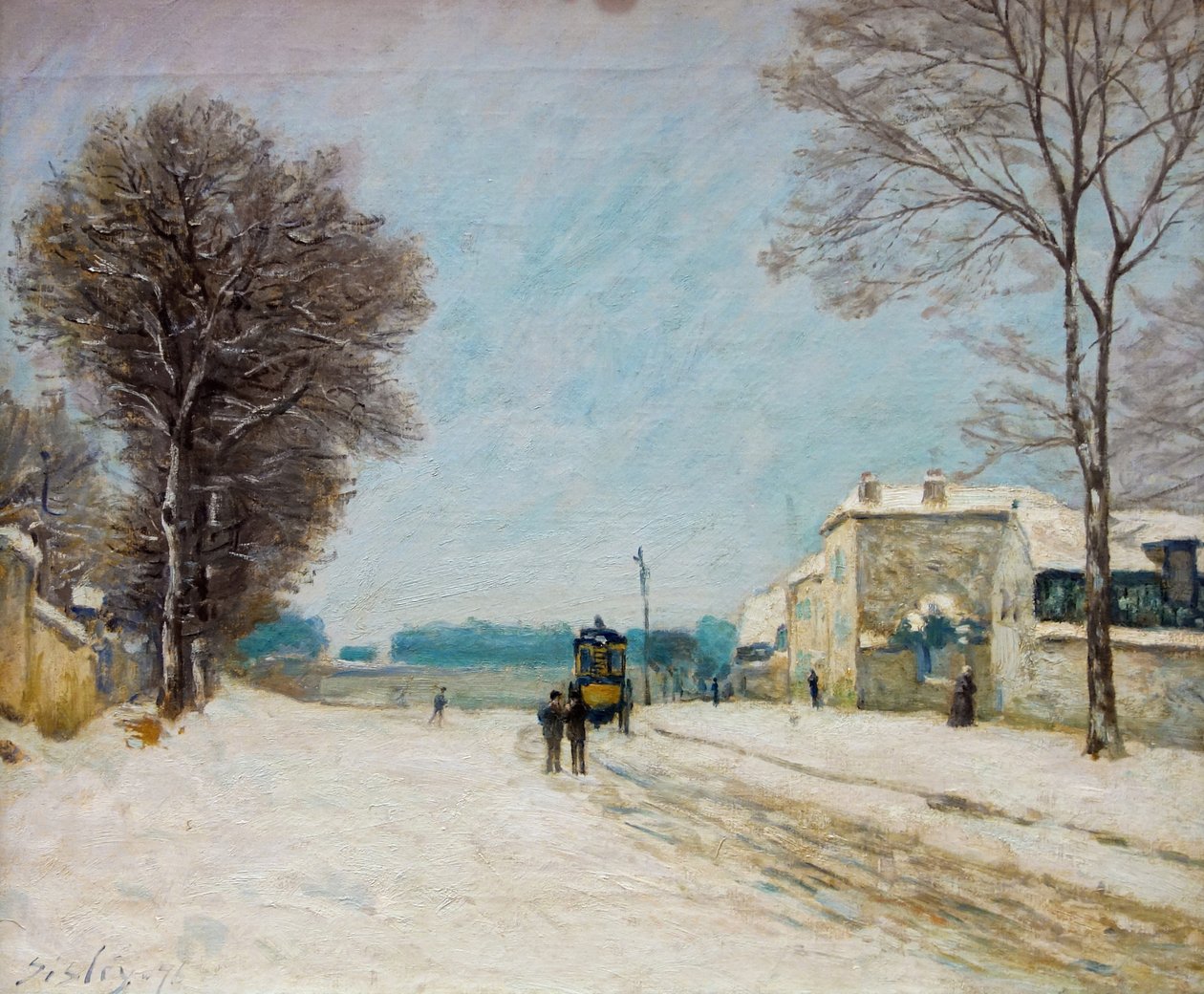 Om vinteren er der sneeffekt i Palais des Beaux-Arts i Lille. af Alfred Sisley