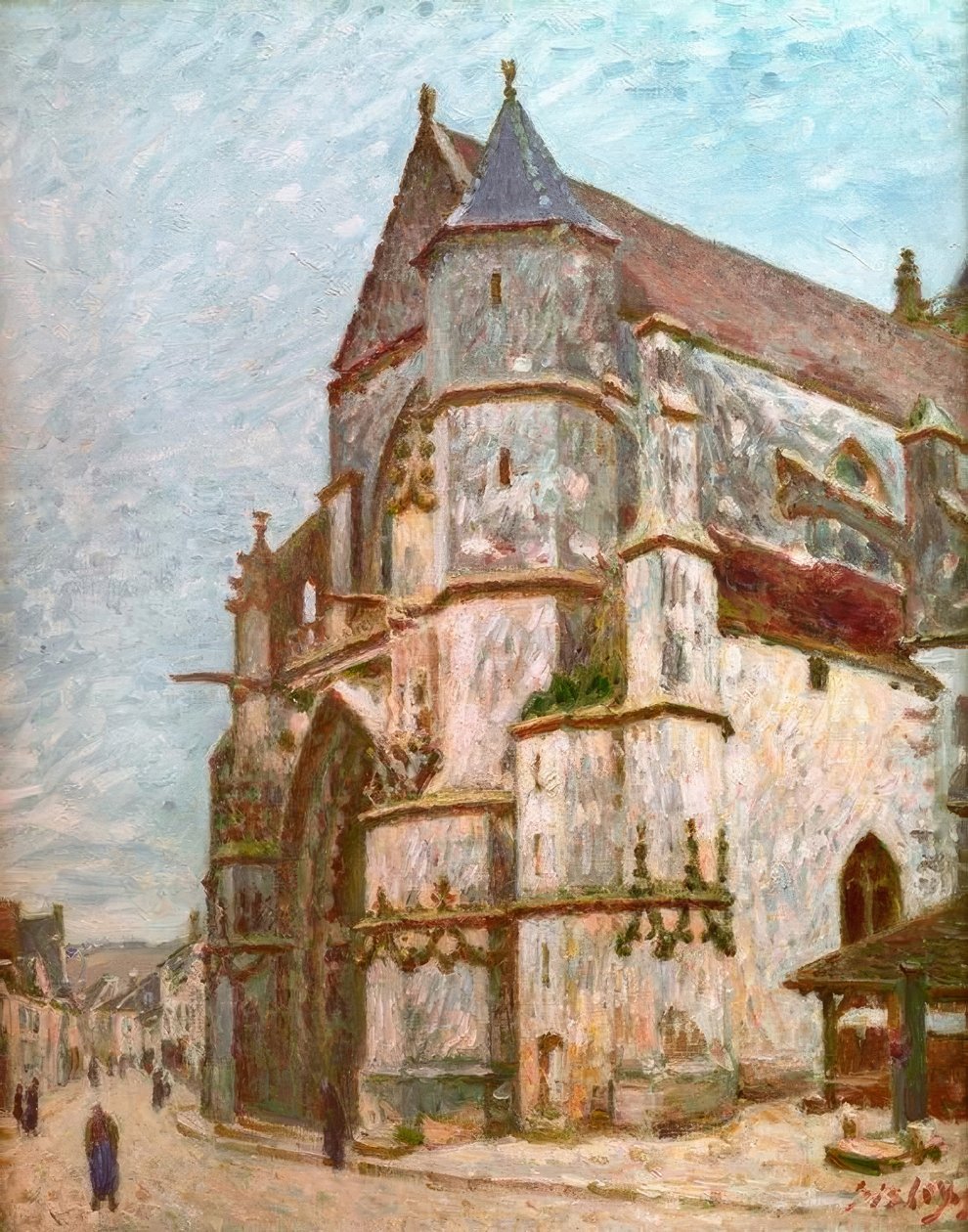 Kirke i Moret om vinteren af Alfred Sisley