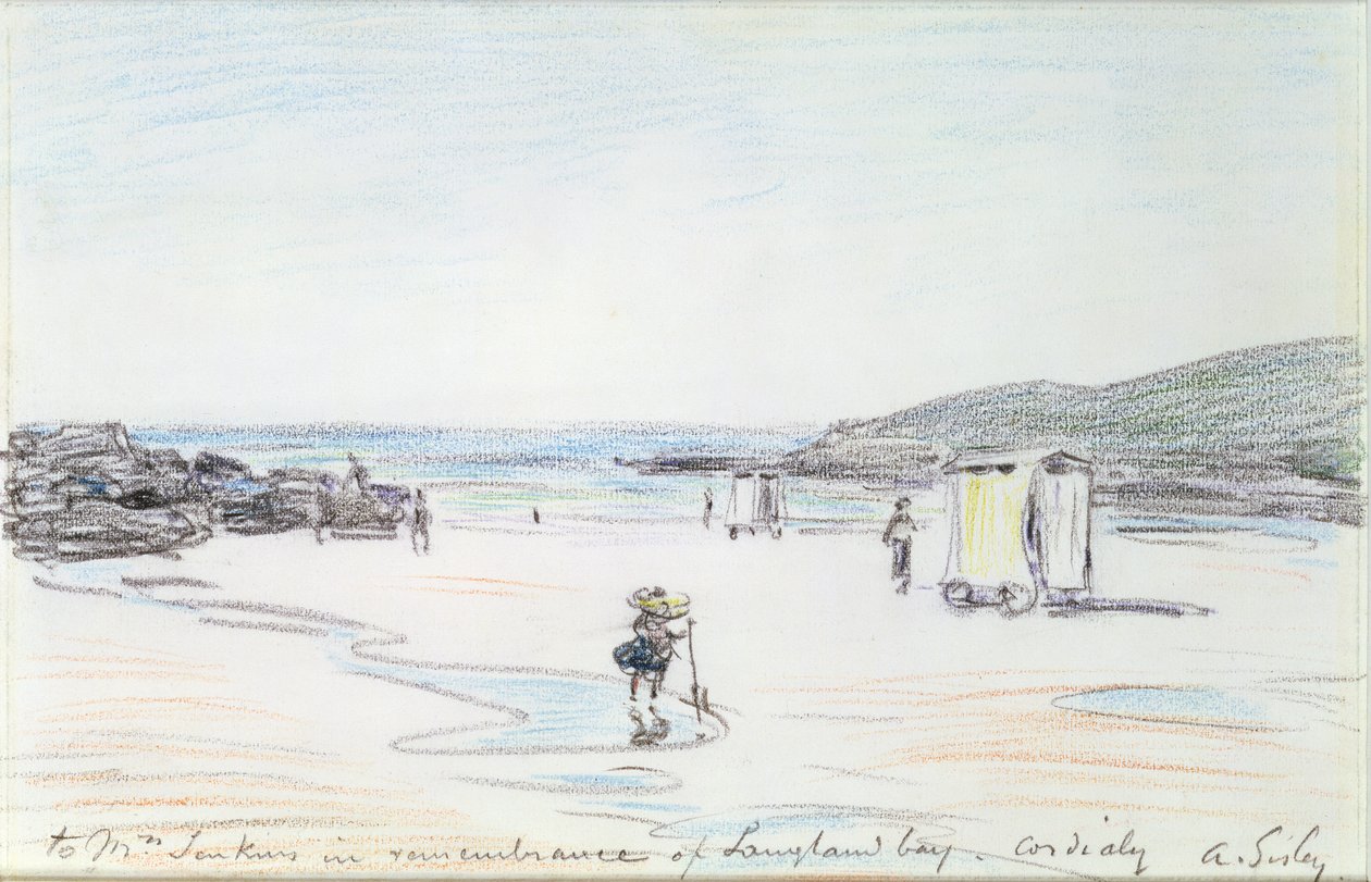 Langland Bay, 1897 (farvet farveblyant) af Alfred Sisley
