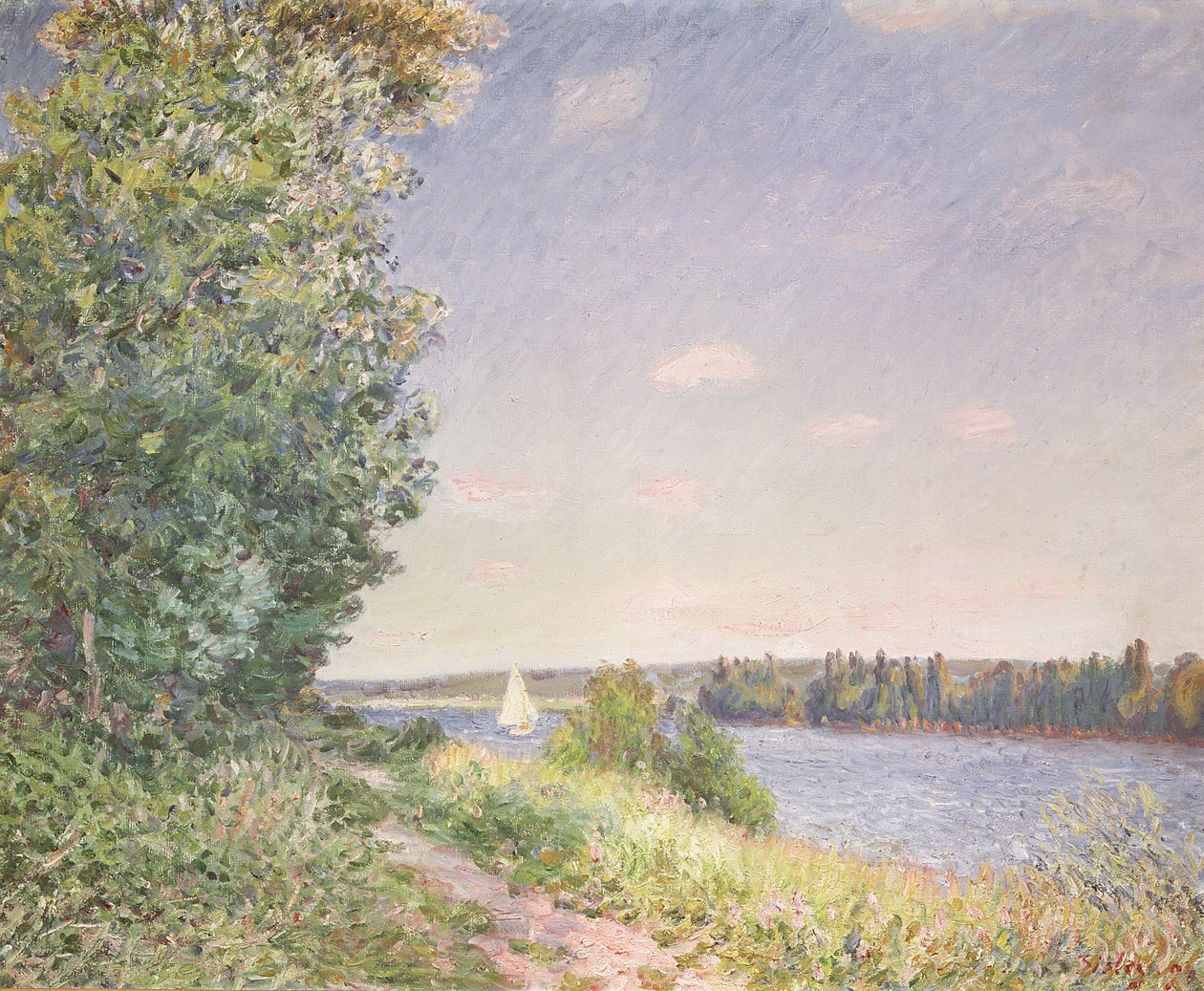 Normandiet, vandstien om aftenen, Sahurs, 1894 af Alfred Sisley