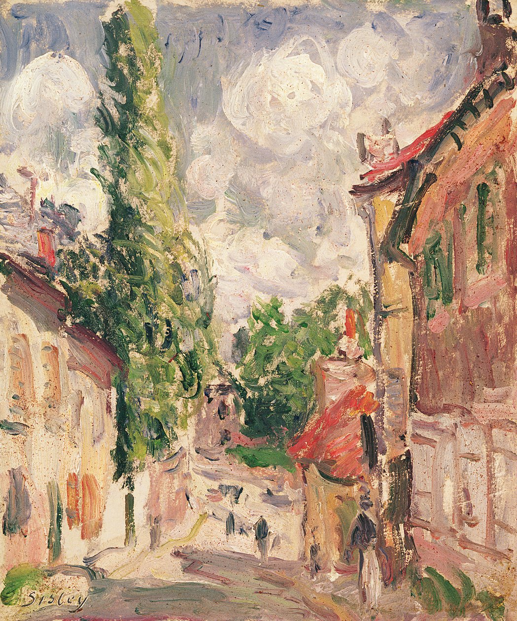 Vej i en landsby af Alfred Sisley