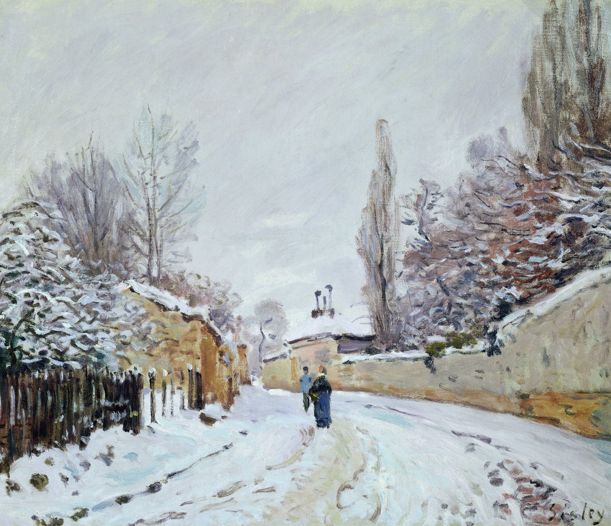 Vej under sne, nær Louveciennes, 1876 af Alfred Sisley
