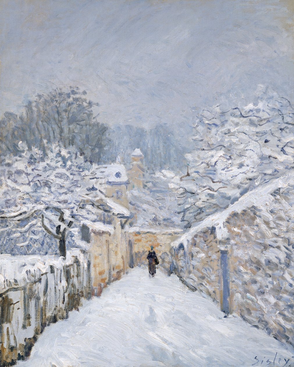Sne ved Louveciennes, 1878 af Alfred Sisley