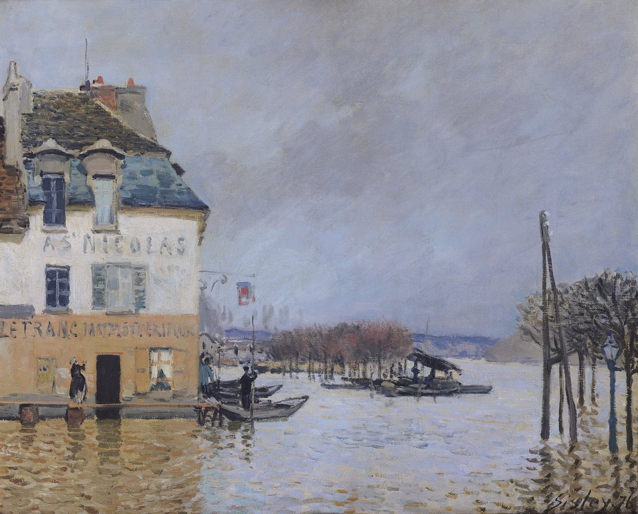 Oversvømmelsen ved Port-Marly, 1876 af Alfred Sisley