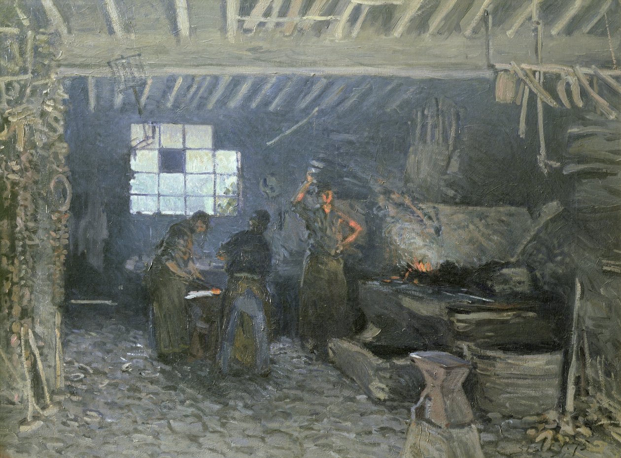 Smedjen ved Marly-le-Roi, Yvelines, 1875 af Alfred Sisley