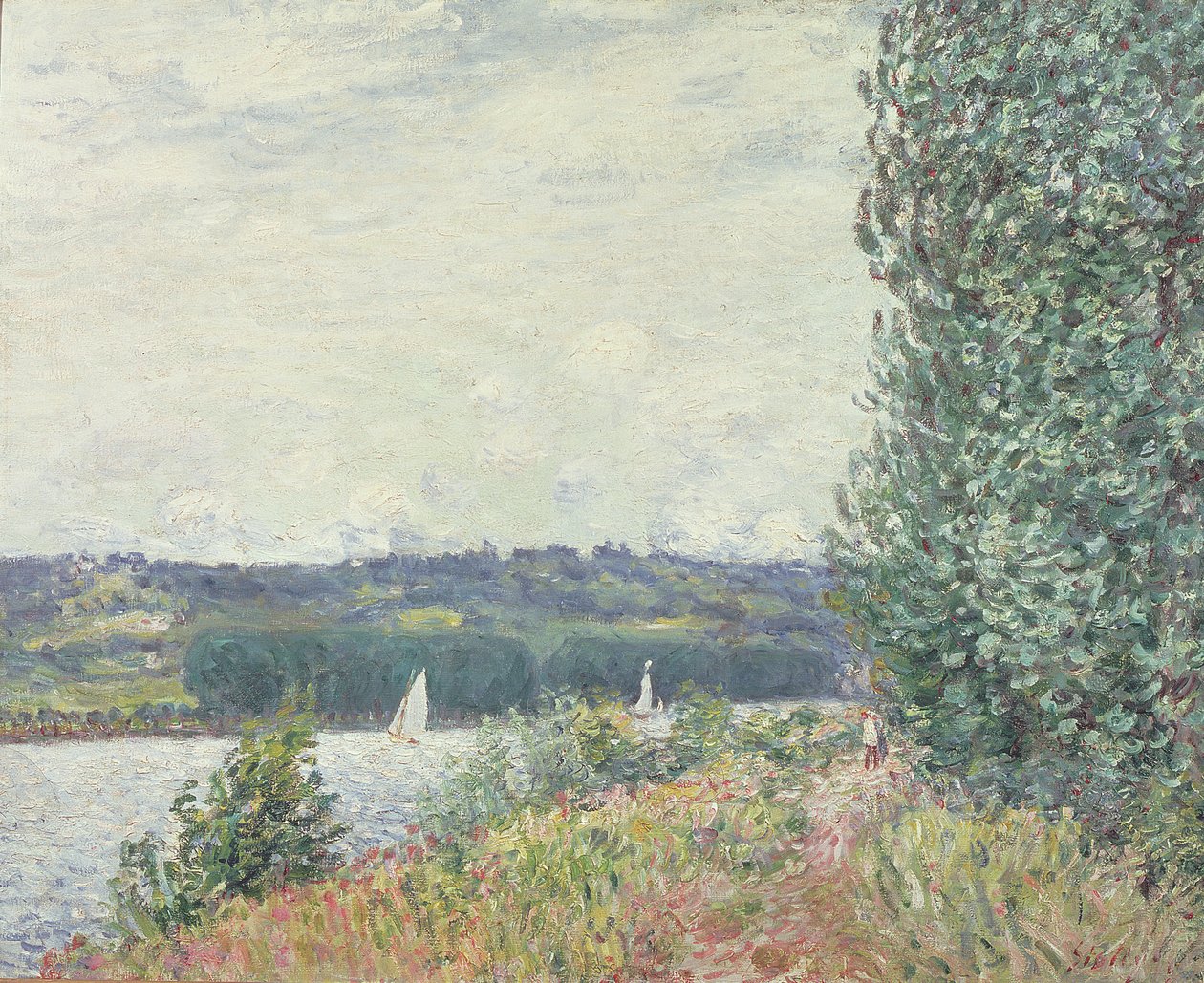 Seinen ved Bouille, et vindstød, 1894 af Alfred Sisley