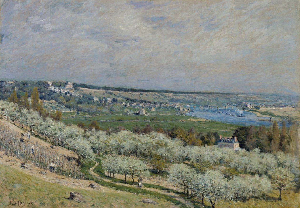 Terrassen i Saint-Germain, forår af Alfred Sisley