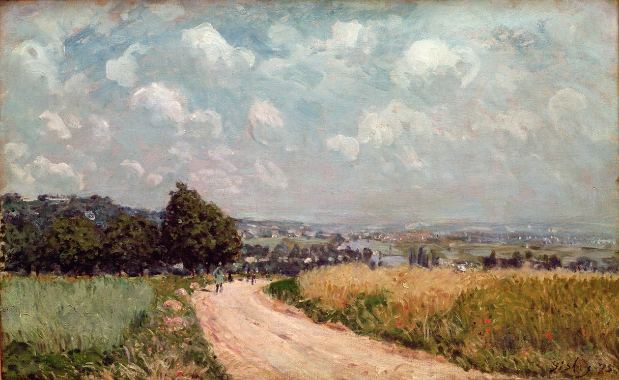 Turning Road eller, Udsigt over Seinen, 1875 af Alfred Sisley